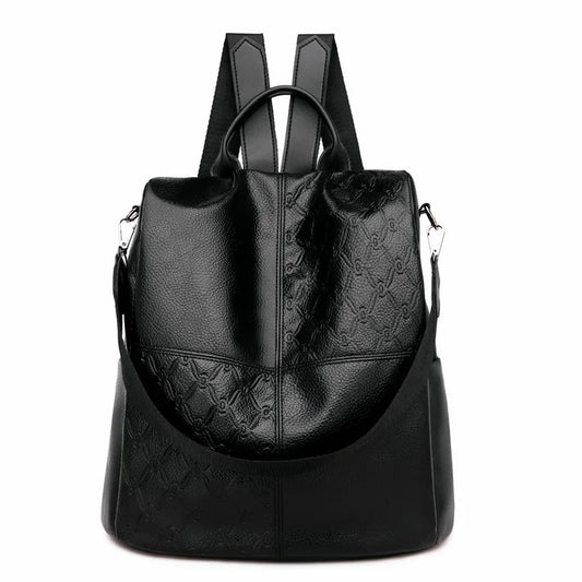 Waterproof PU Leather Backpack for Women Travel Laptop Bag
