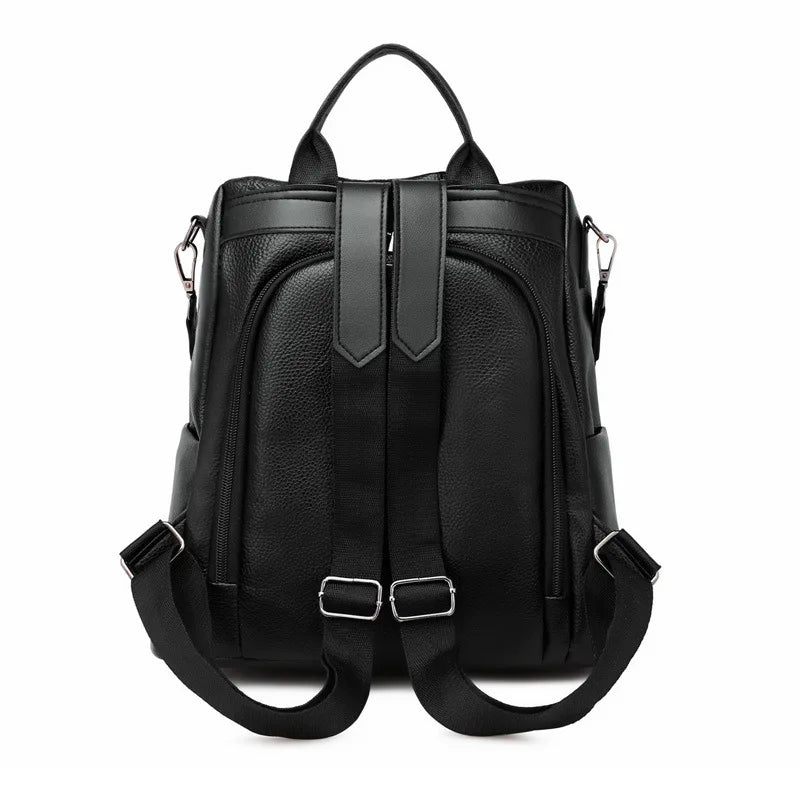 Waterproof PU Leather Backpack for Women Travel Laptop Bag