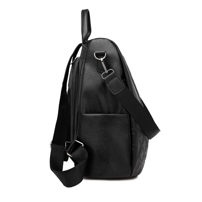 Waterproof PU Leather Backpack for Women Travel Laptop Bag