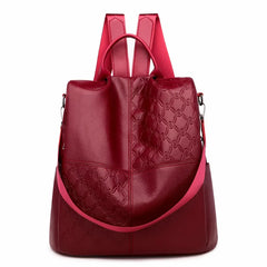 Waterproof PU Leather Backpack for Women Travel Laptop Bag