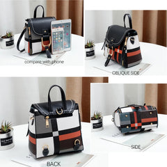 Plaid Lady Shoulder Bag Square PU Single or Double Strape Handbag