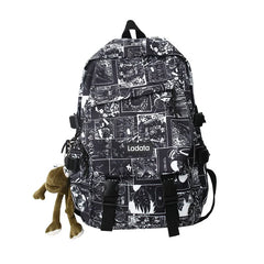 Nylon Camo Graffiti Backpack for Women, Students, Hip-hop, School