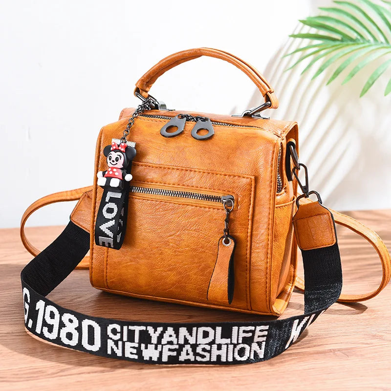 Square Versatile Letter Strape PU Leather Ladies Handbag