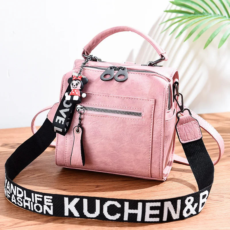 Square Versatile Letter Strape PU Leather Ladies Handbag