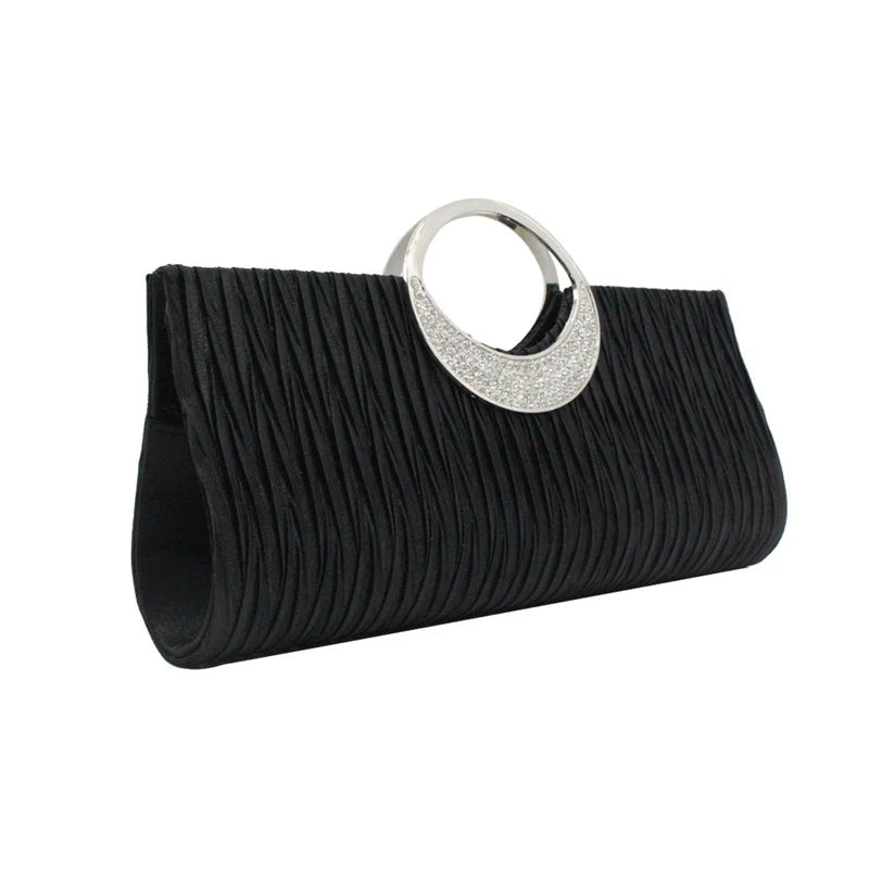 Rhinestone Ruffle Classic Women's Evening Bag Clutch