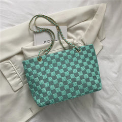 Plaid Shoulder Bag for Women College Student Schoolbag Female