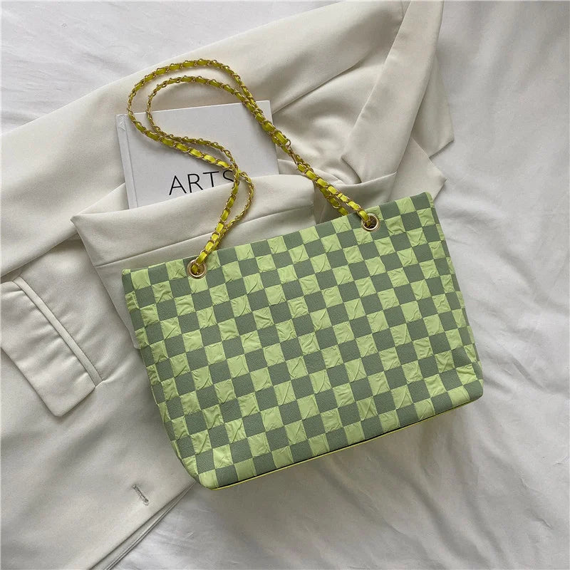 Plaid Shoulder Bag for Women College Student Schoolbag Female