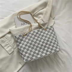 Plaid Shoulder Bag for Women College Student Schoolbag Female