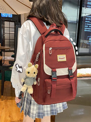 Nylon Multi-pocket Women Backpack Student College School Bag