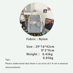 Preppy Style Nylon Women Backpack Collage Student Schoolbags