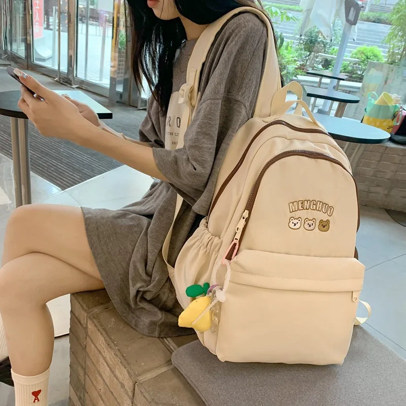Nylon School Bag for Female Students Large Capacity