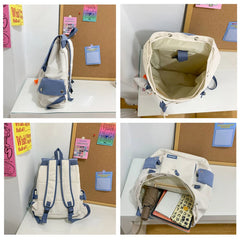 Unisex Stitching Contrast Backpack Large Capacity Outdoor Schoolbag