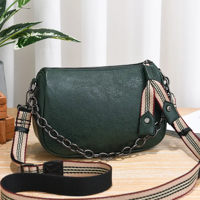 Vintage PU Leather Chain Shoulder Bags for Women