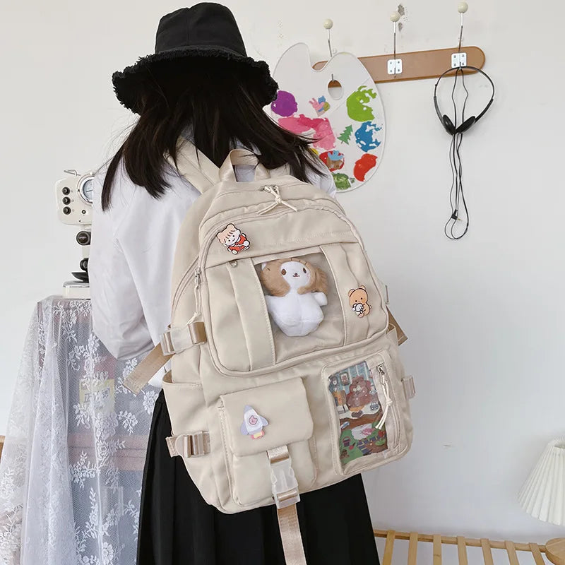 Large-capacity Women Multi-Pocket Backpack School Bag Female Girl Laptop Book