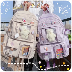 Large-capacity Women Multi-Pocket Backpack School Bag Female Girl Laptop Book