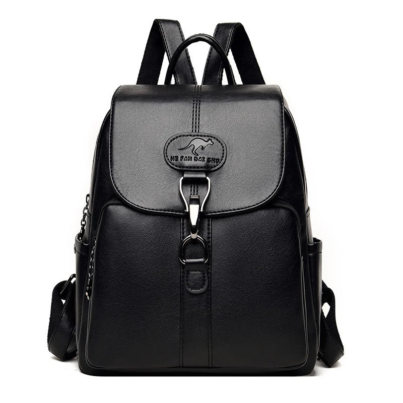 Soft Leather Student Girl School Bag Outdoor Travel Backpack