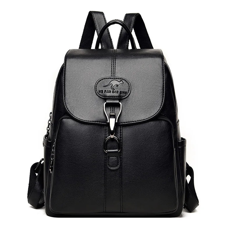 Soft Leather Student Girl School Bag Outdoor Travel Backpack