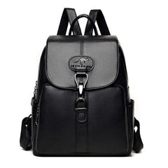 Soft Leather Student Girl School Bag Outdoor Travel Backpack