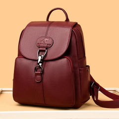 Soft Leather Student Girl School Bag Outdoor Travel Backpack