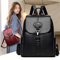 Soft Leather Student Girl School Bag Outdoor Travel Backpack