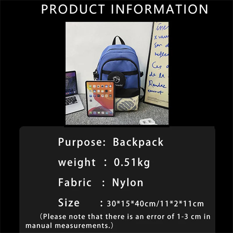 Campus Students School Bag Unisex Women Men Backpacks