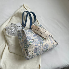Embroidered Canvas Crossbody Bag Women Large Tote Shoulder Bag