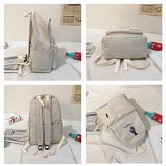 Embroidery Flower Students Backpack Girls Mochila