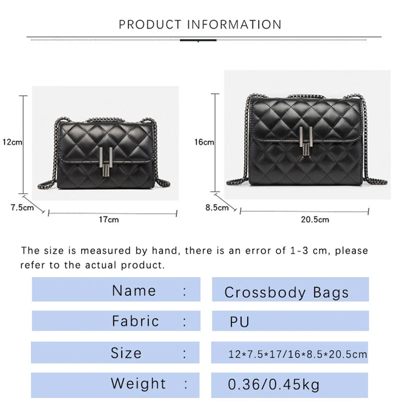 Classic Chain Shoulder Bag PU Flap Female Crossbody Bag
