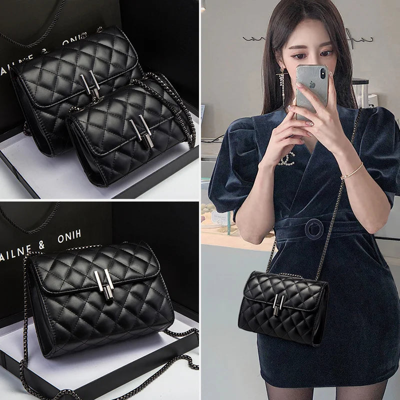 Classic Chain Shoulder Bag PU Flap Female Crossbody Bag
