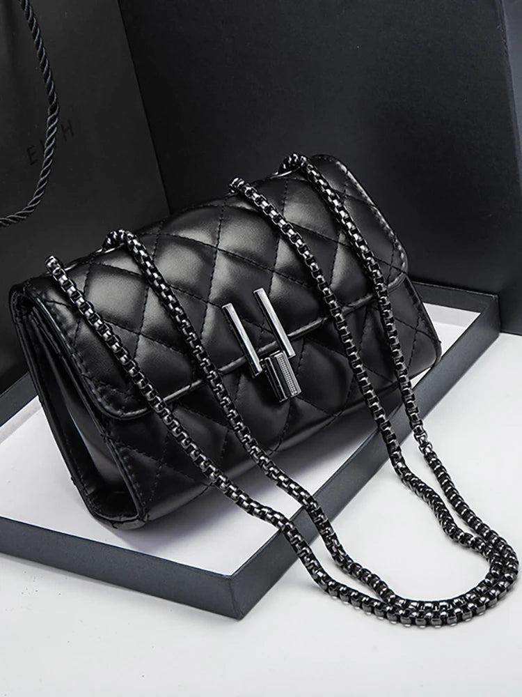 Classic Chain Shoulder Bag PU Flap Female Crossbody Bag