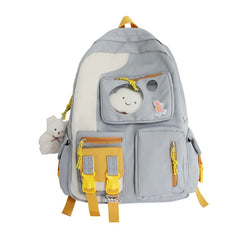 Nylon Backpack Preppy Style School Bag Waterproof Plush Pendan