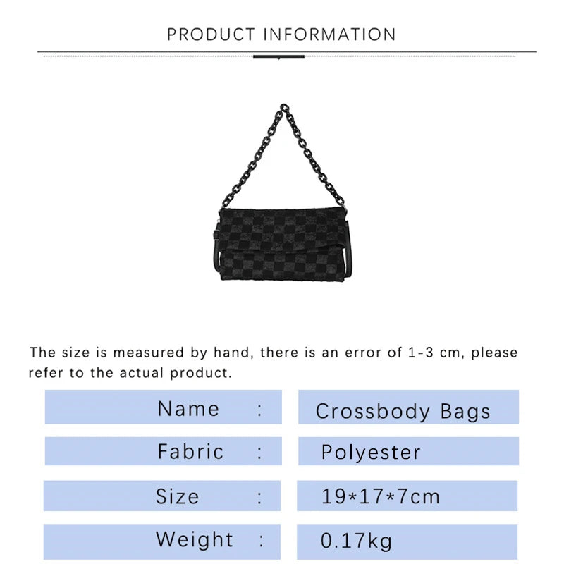 Women Shoulder Bag Plaid Bagcrossbody Chain High-Quality Handbag