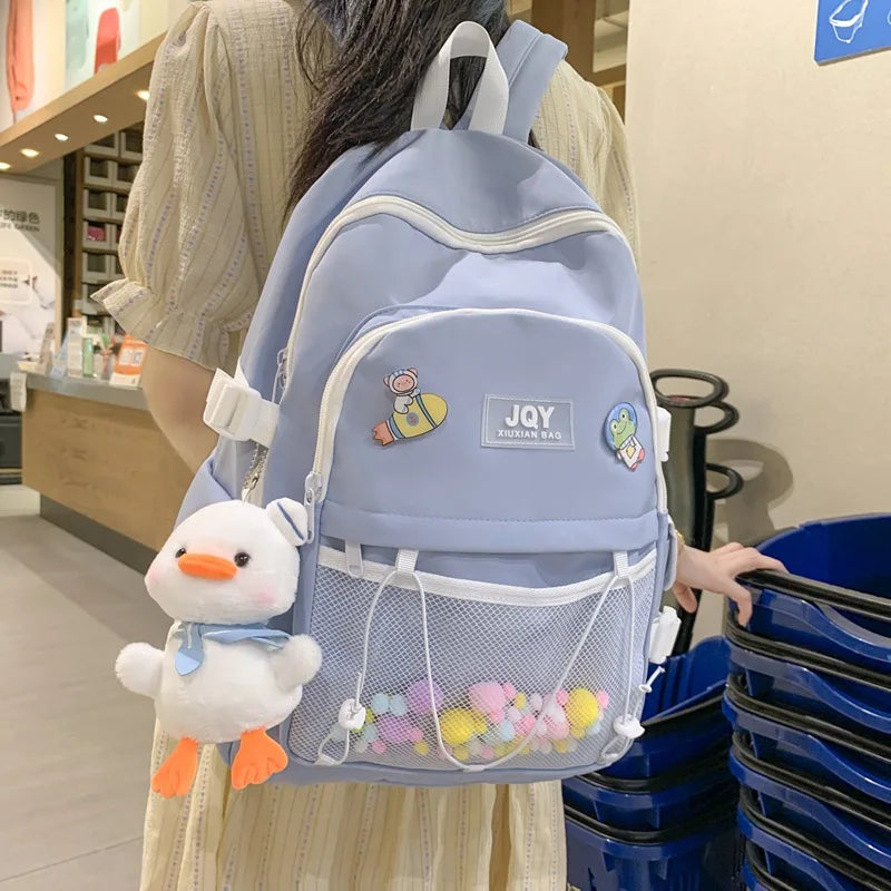 High School Middle School Students Backpack Teenage Girls Nylon Solid Women