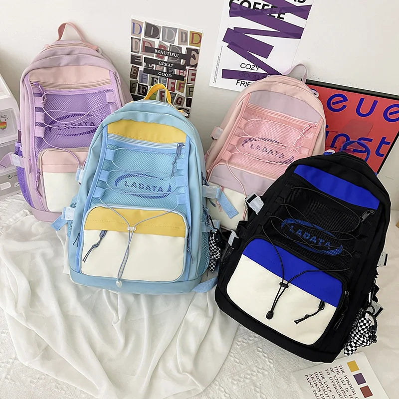Sports Women's Drawstring Nylon Backpack Large Capacity Shoulder Bag