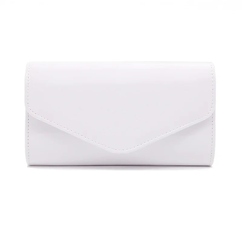 Leather Chain Shoulder Bag for Women Fold Wedding Clutch Wallet