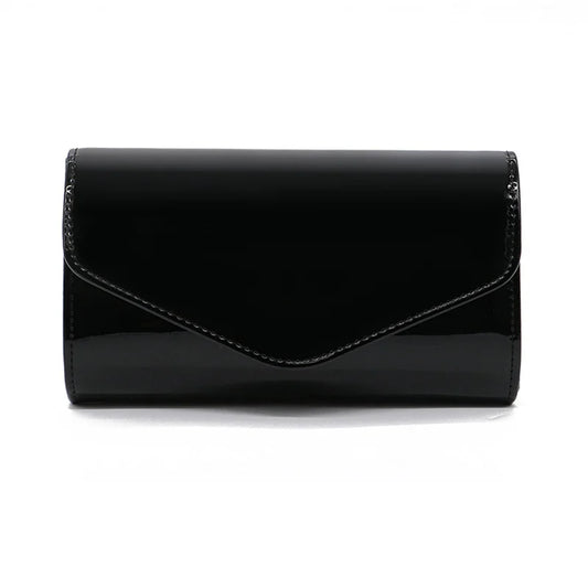 Leather Chain Shoulder Bag for Women Fold Wedding Clutch Wallet