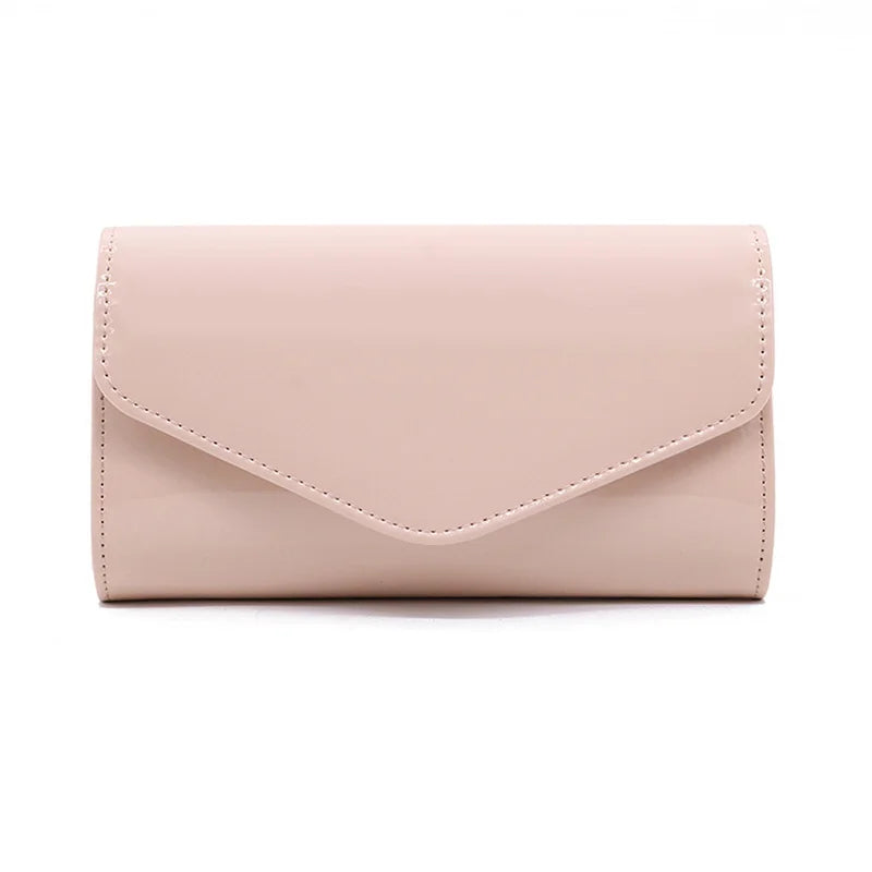 Leather Chain Shoulder Bag for Women Fold Wedding Clutch Wallet