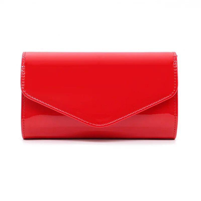 Leather Chain Shoulder Bag for Women Fold Wedding Clutch Wallet