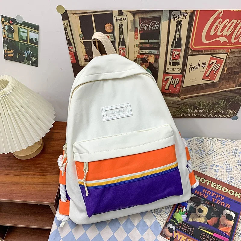 Nylon School Bags Waterproof Female Backpacks