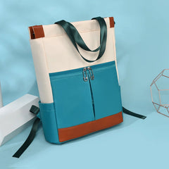 Oxford Panelled Backpack Casual Laptop Bag Waterproof