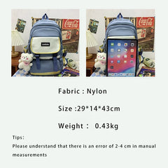 Preppy Women School Bag Panelled Nylon Backpacks Lady Middle School Students