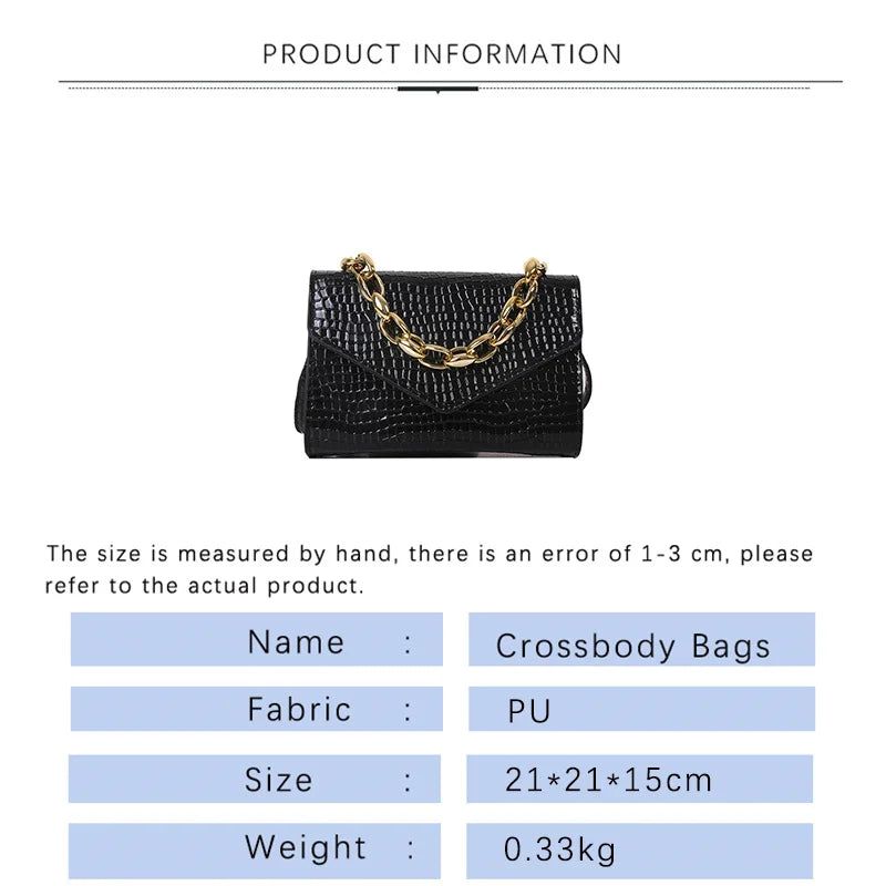 Crocodile Print Leather Shoulder Bag for Women