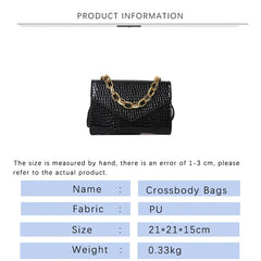 Crocodile Print Leather Shoulder Bag for Women
