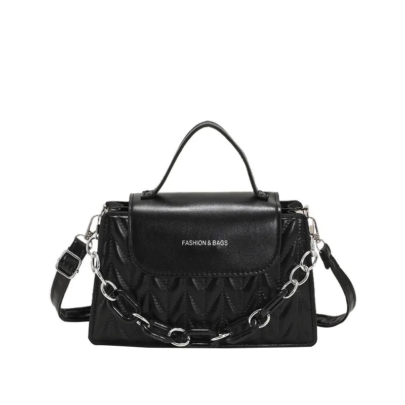 Summer Chain Women Shoulder Bags Solid Female Handbag Retro Square Bag Orange