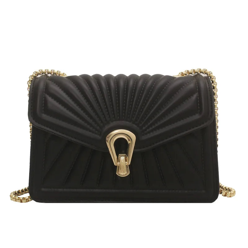 Summer Woman Crossbody Bags Pleated Shoulder Bags Solid Flap Bags