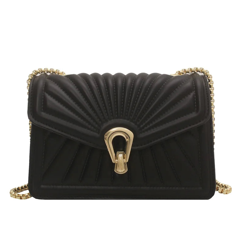 Summer Woman Crossbody Bags Pleated Shoulder Bags Solid Flap Bags