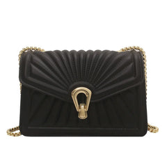 Summer Woman Crossbody Bags Pleated Shoulder Bags Solid Flap Bags