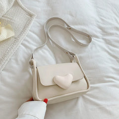 Vintage Leather Crossbody Bag for Women Love Buckle Shoulder Bag