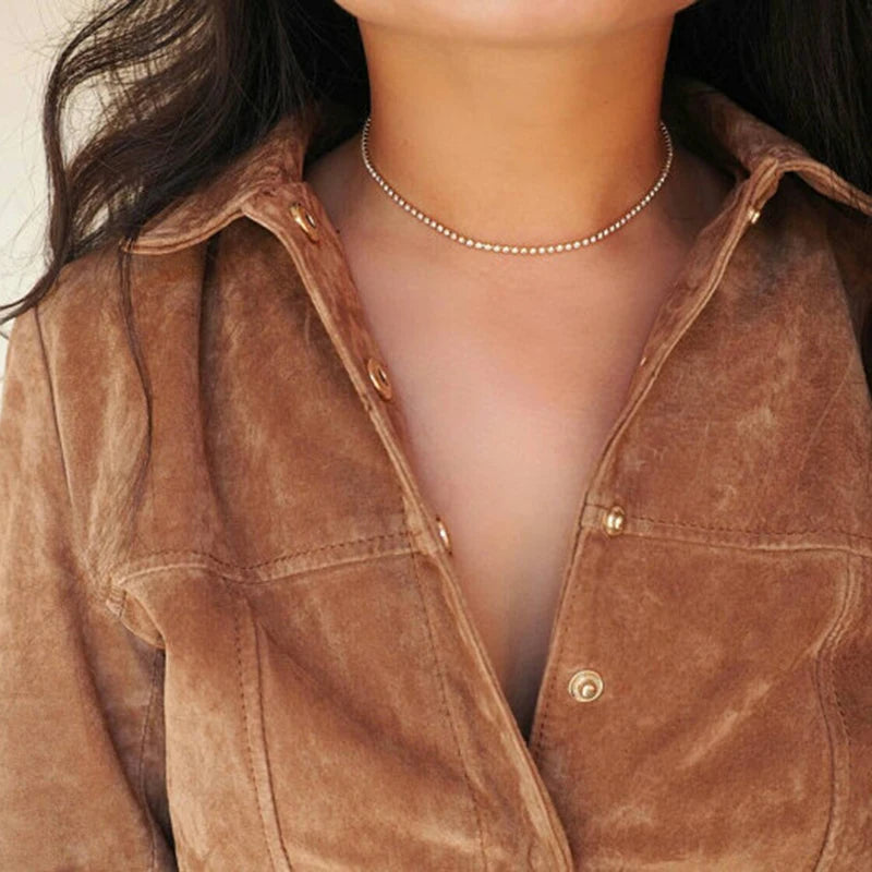 Rhinestone Crystal Choker Necklace Wedding Party Silver Chain Jewelry