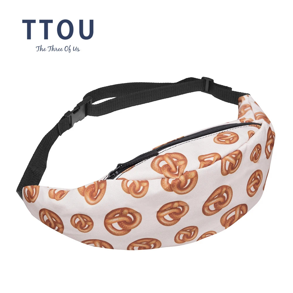 TTOU Waist Bag 3D Printing Fanny Pack Belt Bum Bag Travelling Mobile Phone Bag